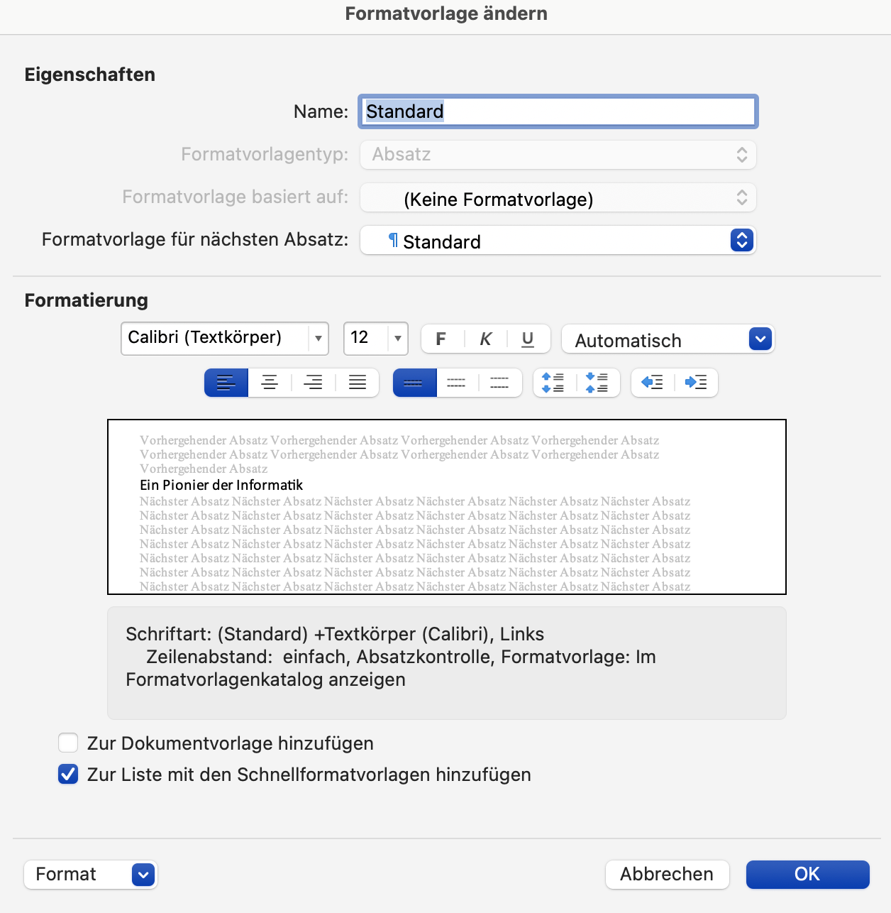 change_formatvorlage