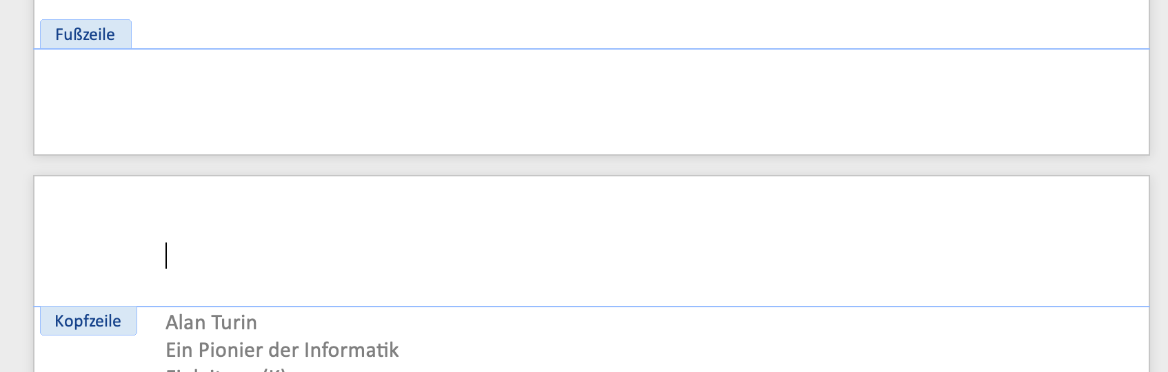Kopf und Fusszeile